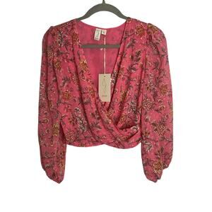 Joie Floral Print Puff Sleeve Surplice Neck Fairy Art to Wear Dainty Prairie SP